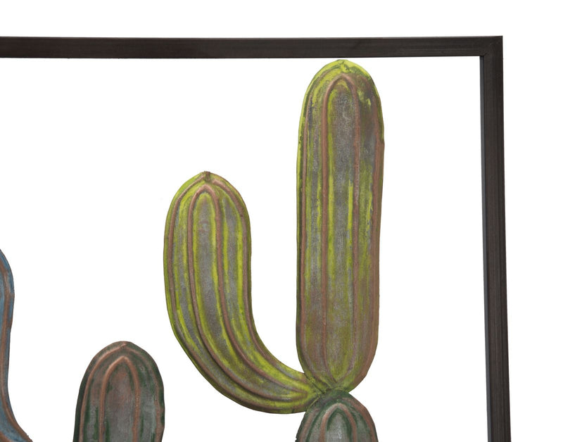 Décoration murale en forme de cactus métallique dans un cadre