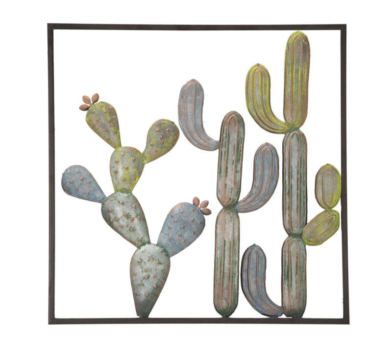 Décoration murale en forme de cactus métallique dans un cadre