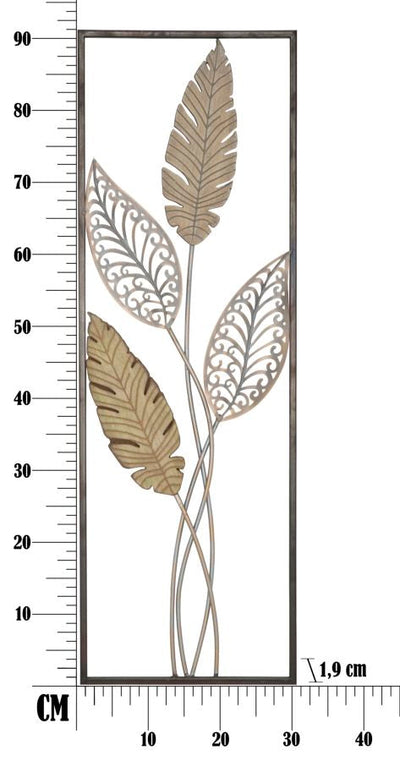 Décoration murale en feuilles de palmier métalliques et en bois