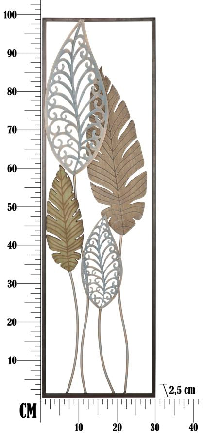 Décoration murale métallique en forme de feuille