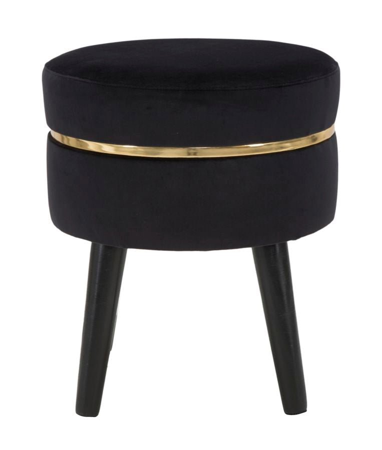 Tabouret rembourré en velours doré et noir