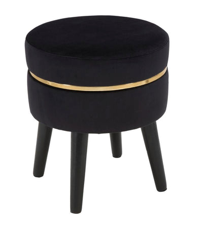 Tabouret rembourré en velours doré et noir