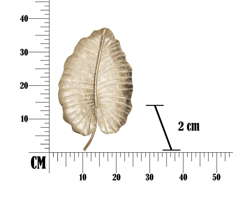 Plateau en métal doré en forme de feuille