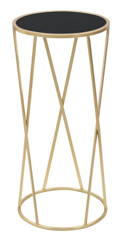 Table ronde sur pied avec base dorée – Support moderne pour plantes