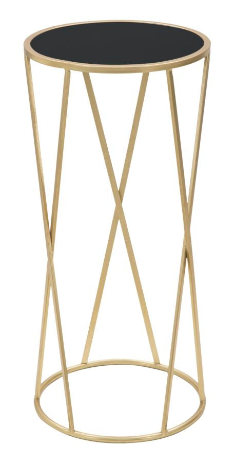 Table ronde sur pied avec base dorée – Support moderne pour plantes