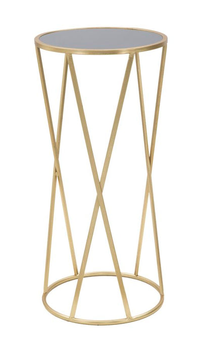 Table ronde sur pied avec base dorée – Support moderne pour plantes