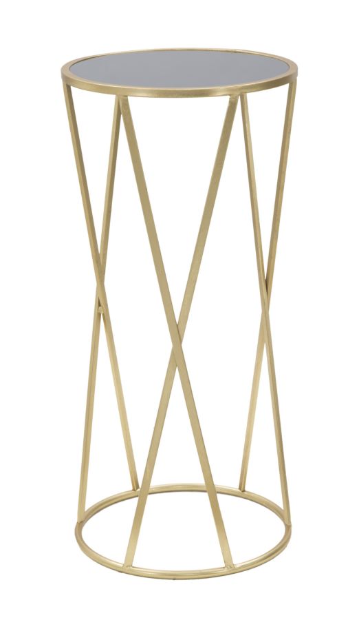 Table ronde sur pied avec base dorée – Support moderne pour plantes