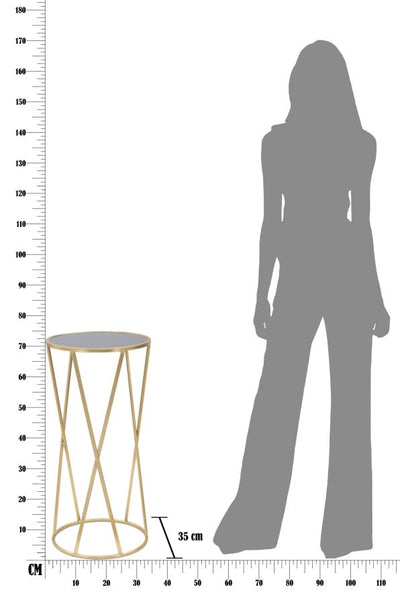 Table ronde sur pied avec base dorée – Support moderne pour plantes