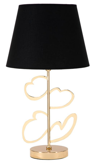 Lampe de table en métal doré et noir avec design de ligne hypnotique