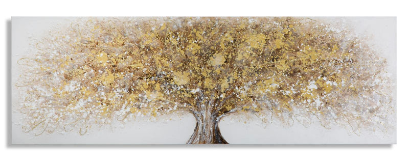 Grande peinture sur toile d’un arbre doré