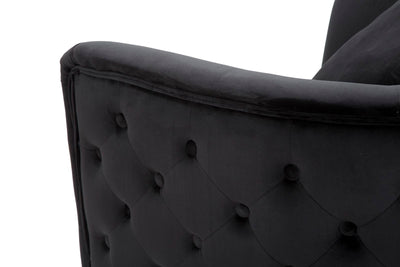 Fauteuil en velours noir avec pieds en métal doré