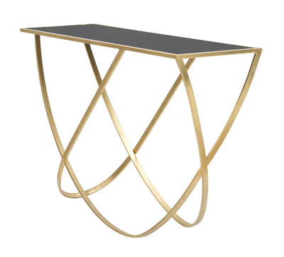 Console en verre avec piètement en métal doré – Table d'entrée moderne