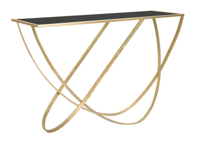 Console en verre avec piètement en métal doré – Table d'entrée moderne