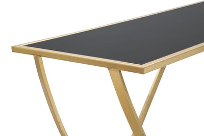 Console en verre avec piètement en métal doré – Table d'entrée moderne