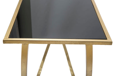 Console en verre avec piètement en métal doré – Table d'entrée moderne