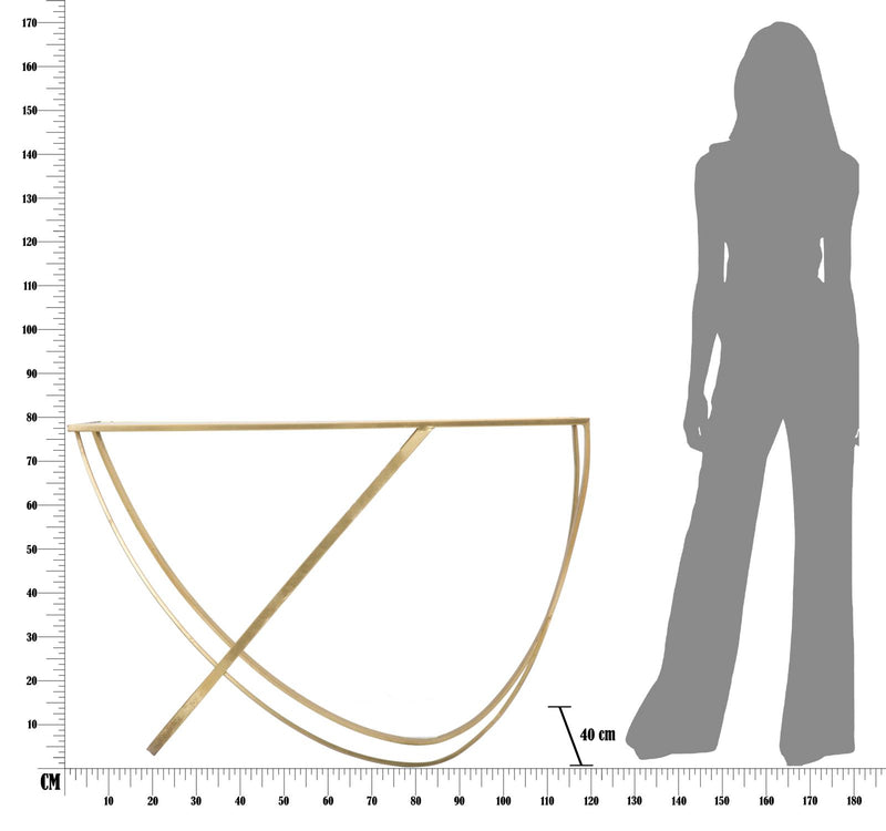 Console en verre avec piètement en métal doré – Table d&