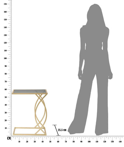 Table de canapé géométrique en métal et verre doré