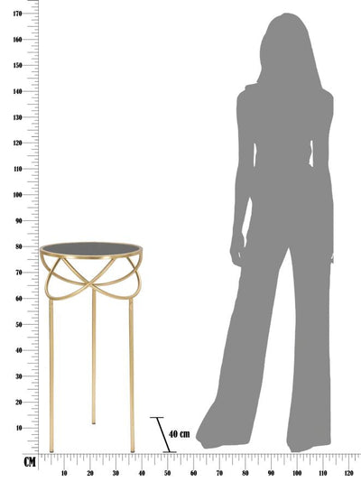 Table d’appoint géométrique en métal et verre noir et doré