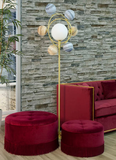 Lot de 2 poufs en velours rouge bordeaux – Paire d'ottomans de rangement