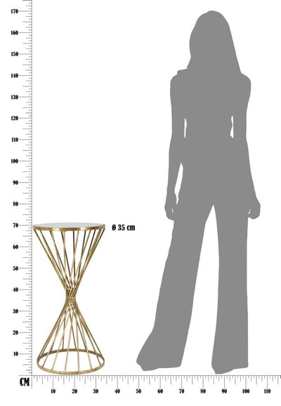 Table d’appoint géométrique en métal et verre