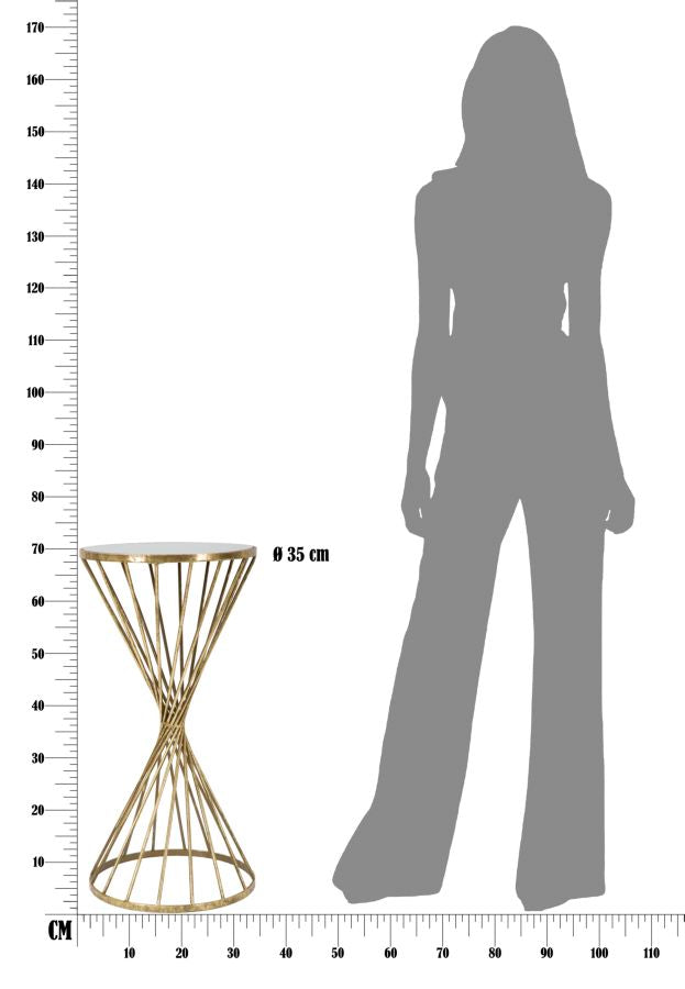 Table d’appoint géométrique en métal et verre