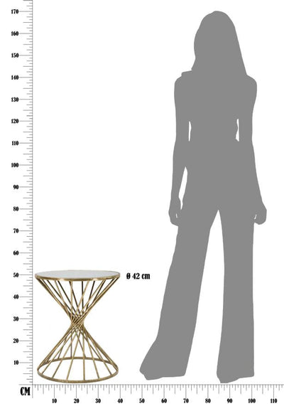 Table d’appoint géométrique en métal et verre