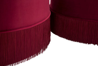 Lot de 2 poufs en velours rouge bordeaux – Paire d'ottomans de rangement