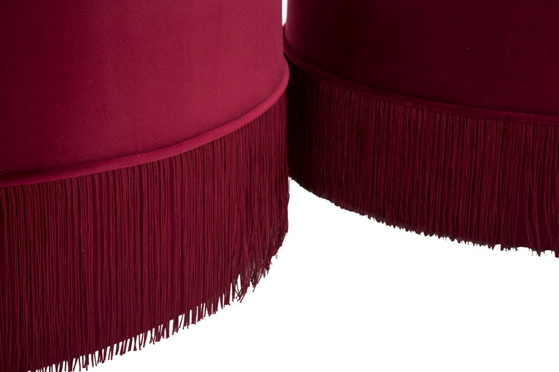 Lot de 2 poufs en velours rouge bordeaux – Paire d&