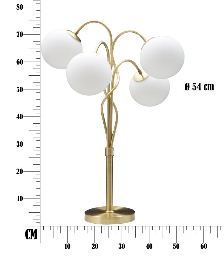 Lampe à poser en métal doré à 4 lumières