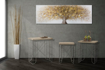 Grande peinture sur toile d’un arbre doré