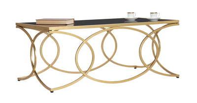 Table console en métal et verre doré