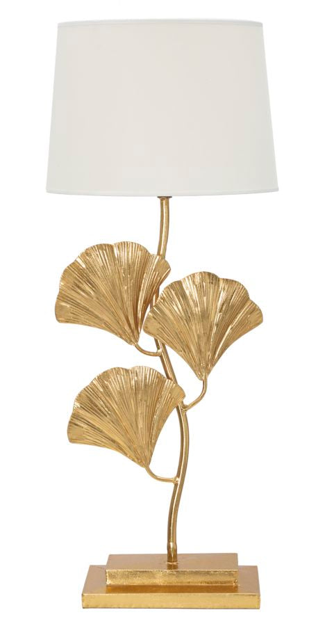 Lampe de table de luxe avec feuilles dorées