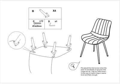 Chaise rembourrée noire avec pieds en métal doré