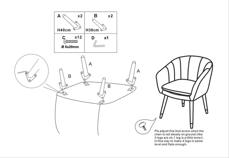 Chaise rembourrée noire avec pieds en bois noir avec détails dorés