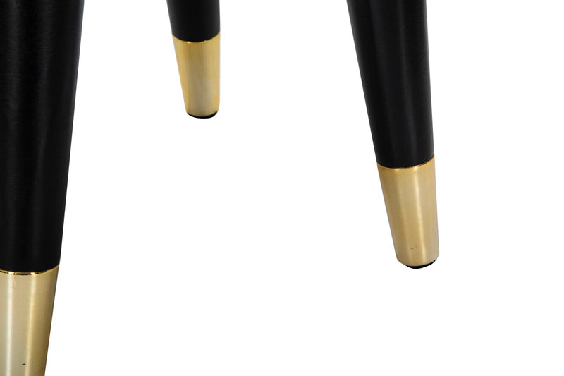 Tabouret rond en velours crème avec base dorée – Fauteuil d&