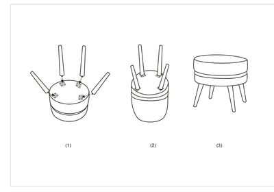 Tabouret rond en velours gris avec pieds dorés – Fauteuil d'appoint Paris