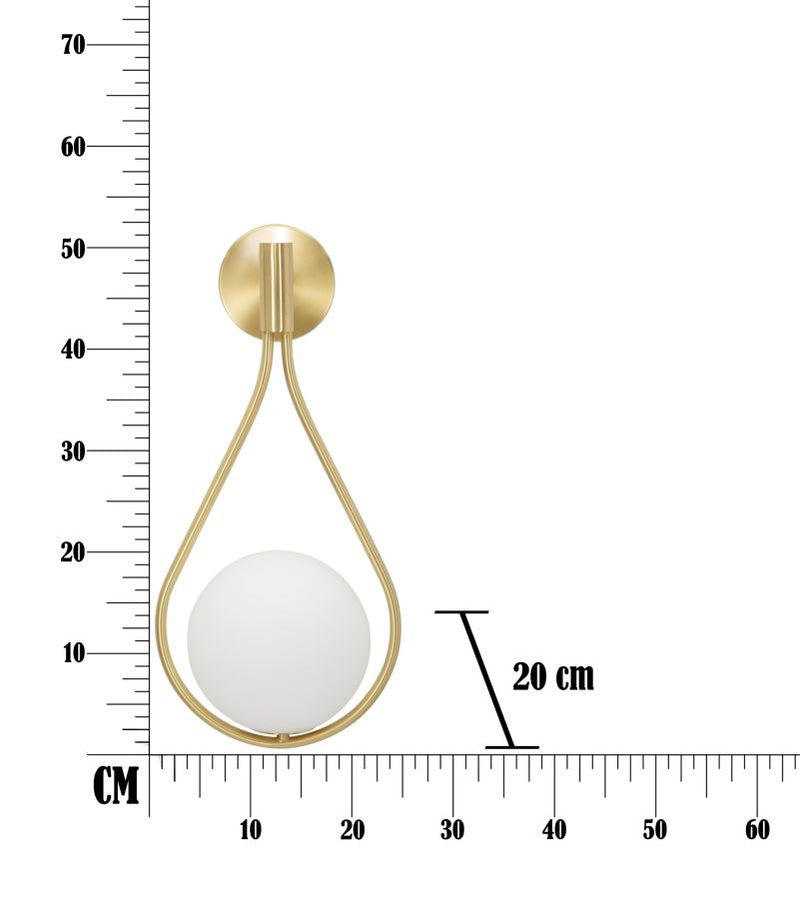 Lampe murale en métal doré en forme de goutte