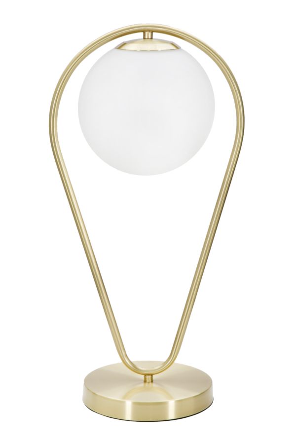 Lampe de table en métal doré en forme de goutte