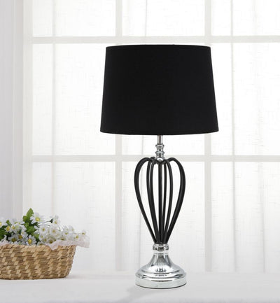 Lampe de table élégante en métal noir et argent