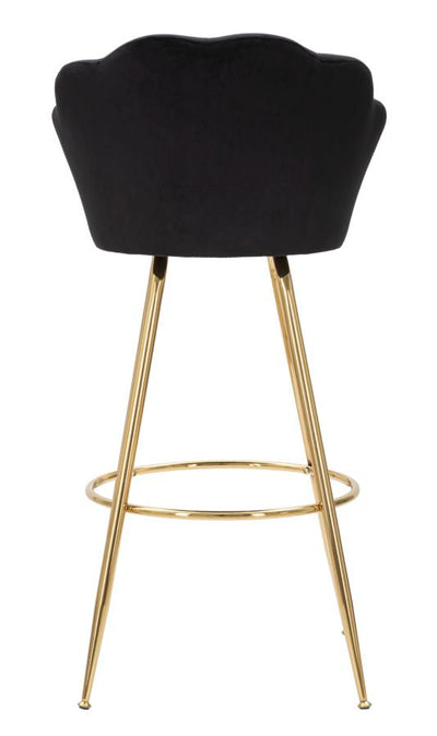 Tabouret de bar en velours noir avec pieds en métal doré