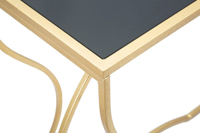 Table console en métal doré et noir