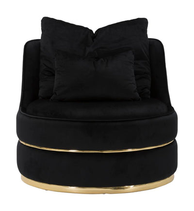 Fauteuil pivotant en velours noir avec base dorée – Fauteuil d'appoint Paris Space