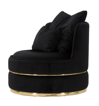 Fauteuil pivotant en velours noir avec base dorée – Fauteuil d'appoint Paris Space