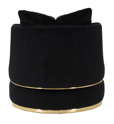 Fauteuil pivotant en velours noir avec base dorée – Fauteuil d'appoint Paris Space