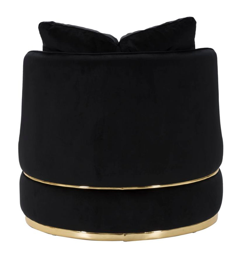 Fauteuil pivotant en velours noir avec base dorée – Fauteuil d&