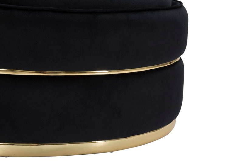 Fauteuil pivotant en velours noir avec base dorée – Fauteuil d&