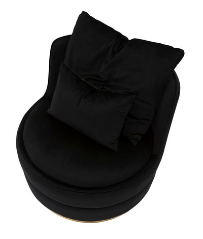 Fauteuil pivotant en velours noir avec base dorée – Fauteuil d'appoint Paris Space
