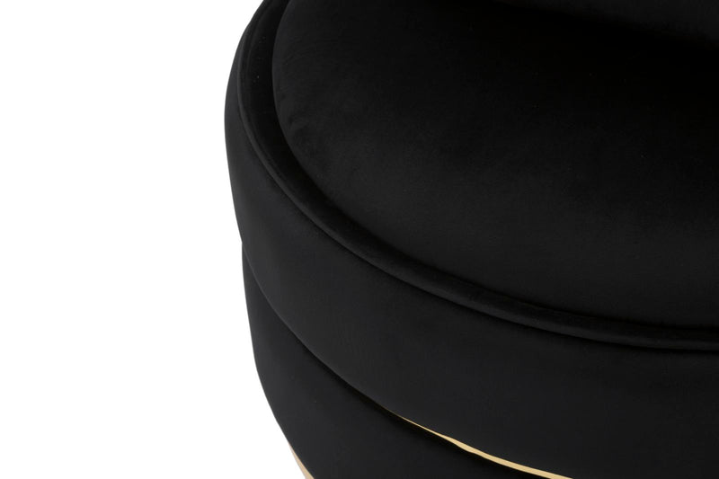 Fauteuil pivotant en velours noir avec base dorée – Fauteuil d&