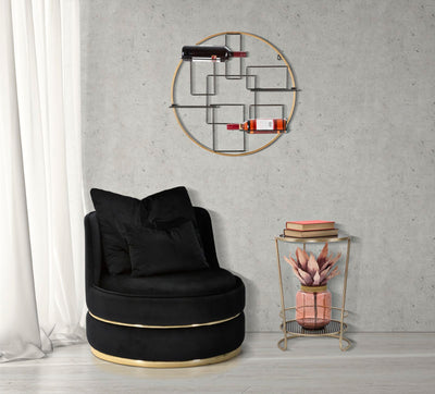 Fauteuil pivotant en velours noir avec base dorée – Fauteuil d'appoint Paris Space