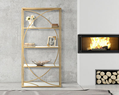 Étagère en métal doré – Bibliothèque moderne Glamy